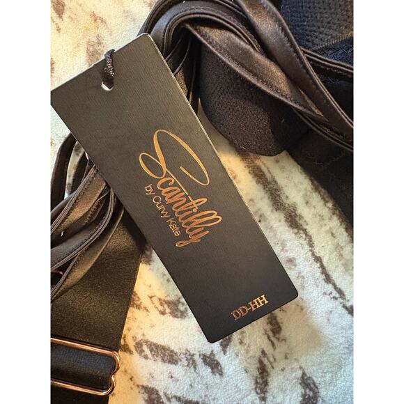 Scantilly logo Harnessed Padded Half Cup Bra Black DD-HH - Picture 4 of 5